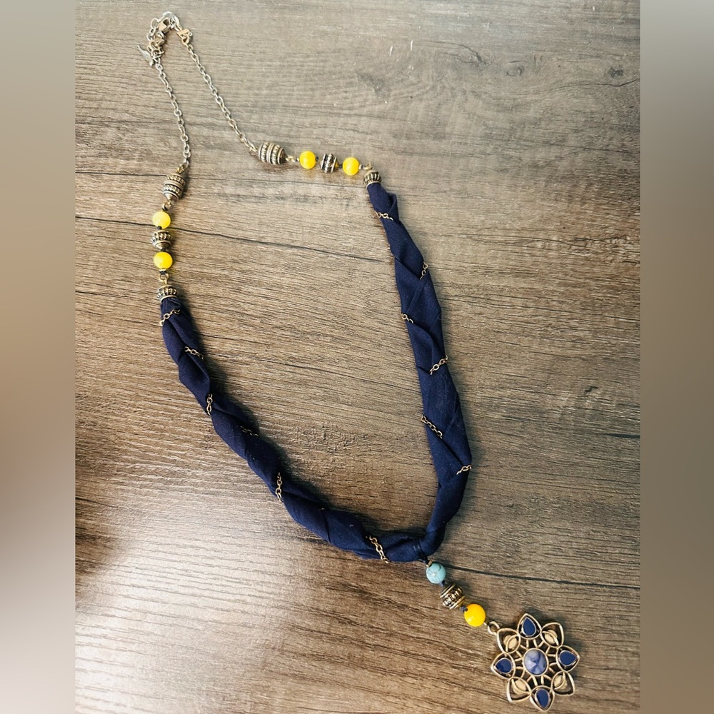 Chloe + Isabel Blue and Yellow Beaded Necklace